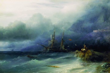 la tempête 1857 Romantique Ivan Aivazovsky russe Peinture à l'huile